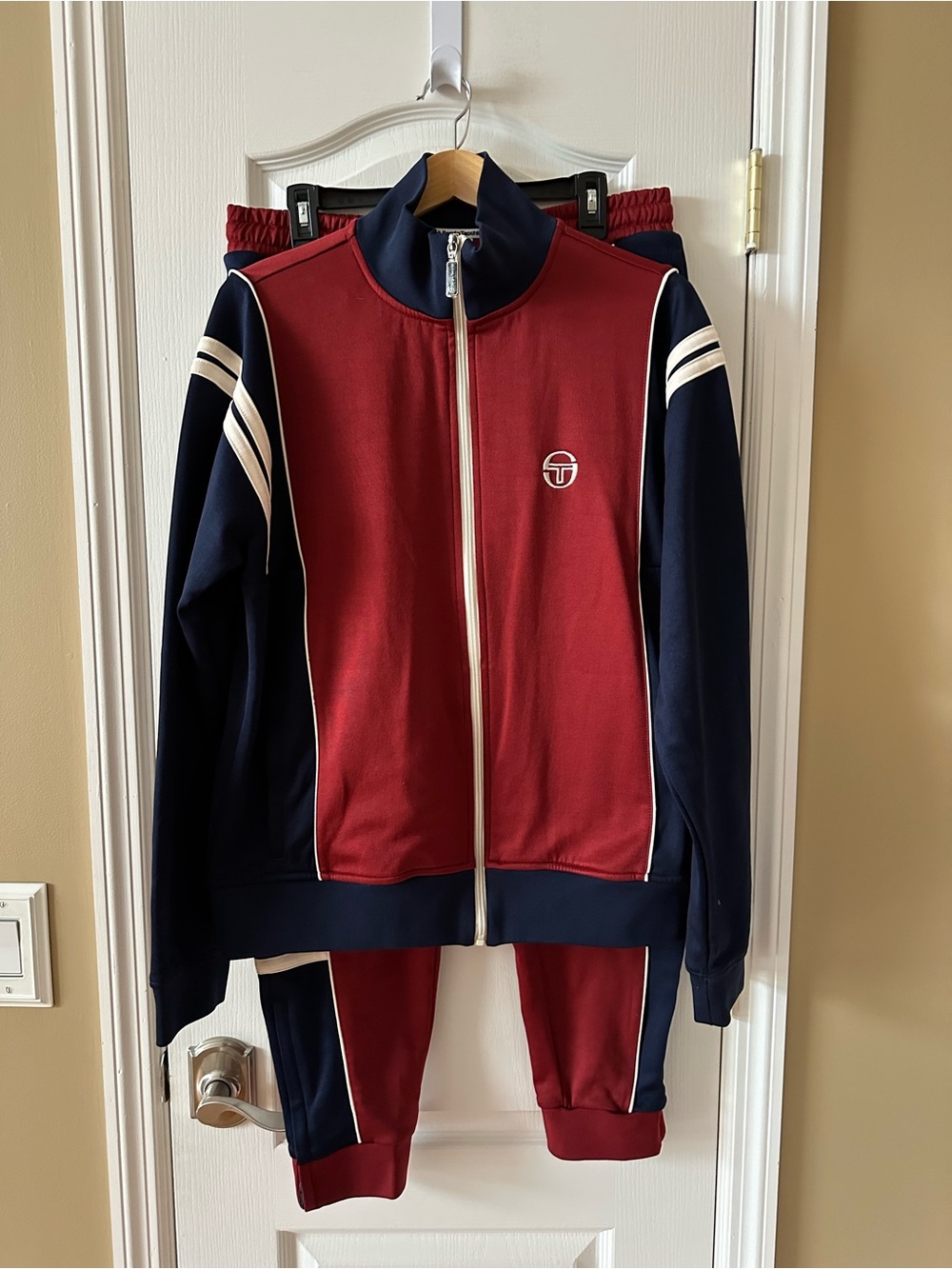 Sergio Tacchini Navy & Burgundy Track Jacket and Pants Set